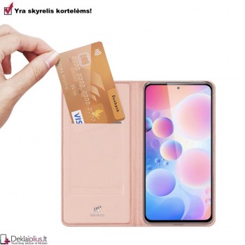 Dux Ducis Skin Pro dirbtinės odos dėklas - rausvas (Xiaomi Poco F3)